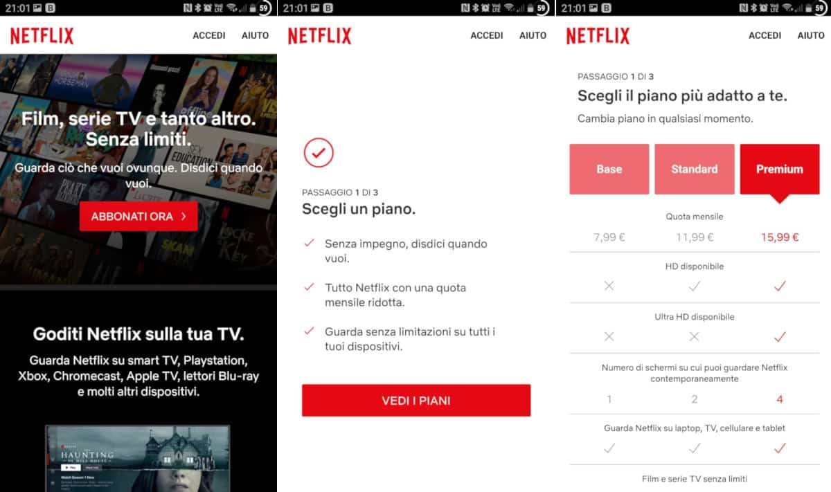 come fare abbonamento Netflix iscrizione da app