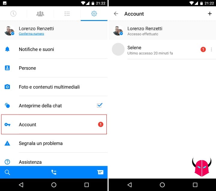 come gestire account multipli su Facebook Messenger Android