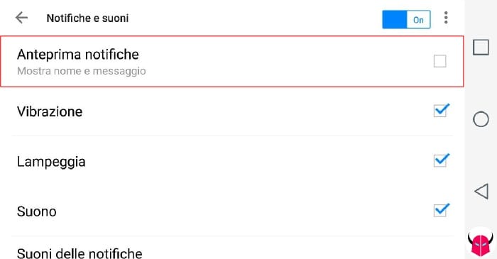 disattivare notifiche su Facebook Android