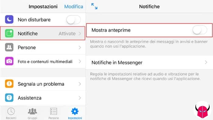 disattivare notifiche su Facebook iOS