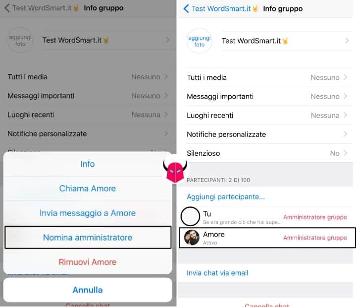 nominare più amministratori gruppo WhatsApp iOS