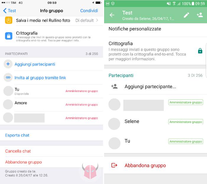 come chattare in anonimo su WhatsApp amministratori gruppo