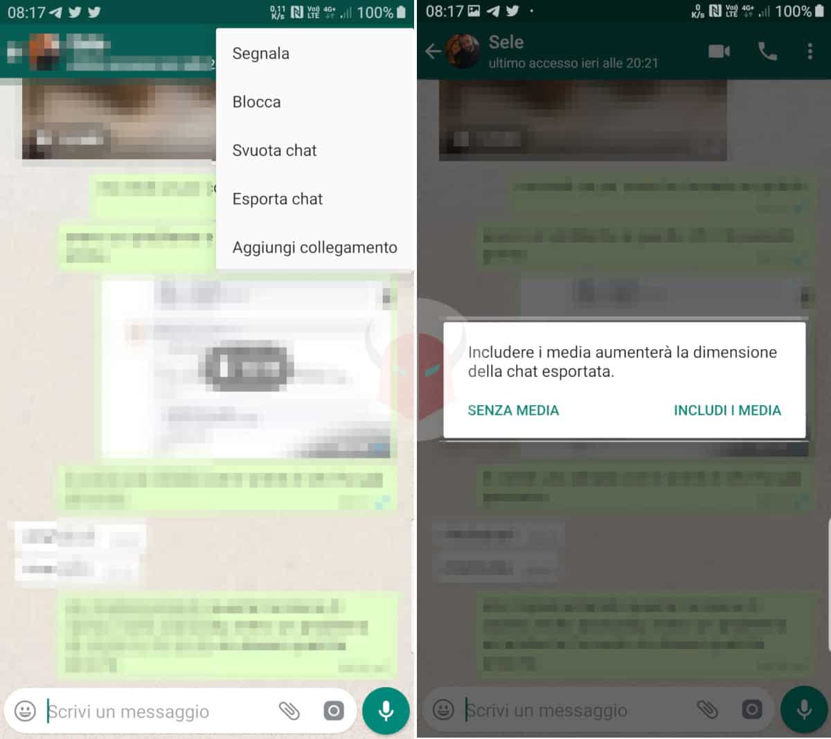 come stampare messaggi WhatsApp Android