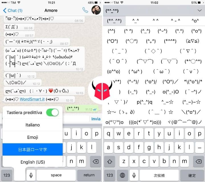 emoticon giapponesi su WhatsApp iPhone tastiera giapponese