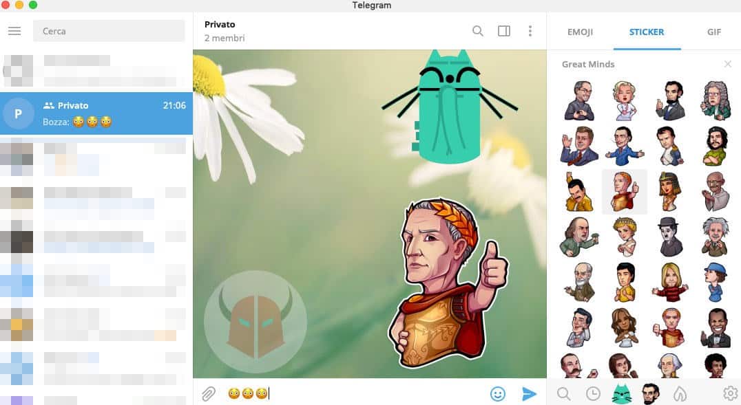 come fare gli sticker su Telegram Desktop