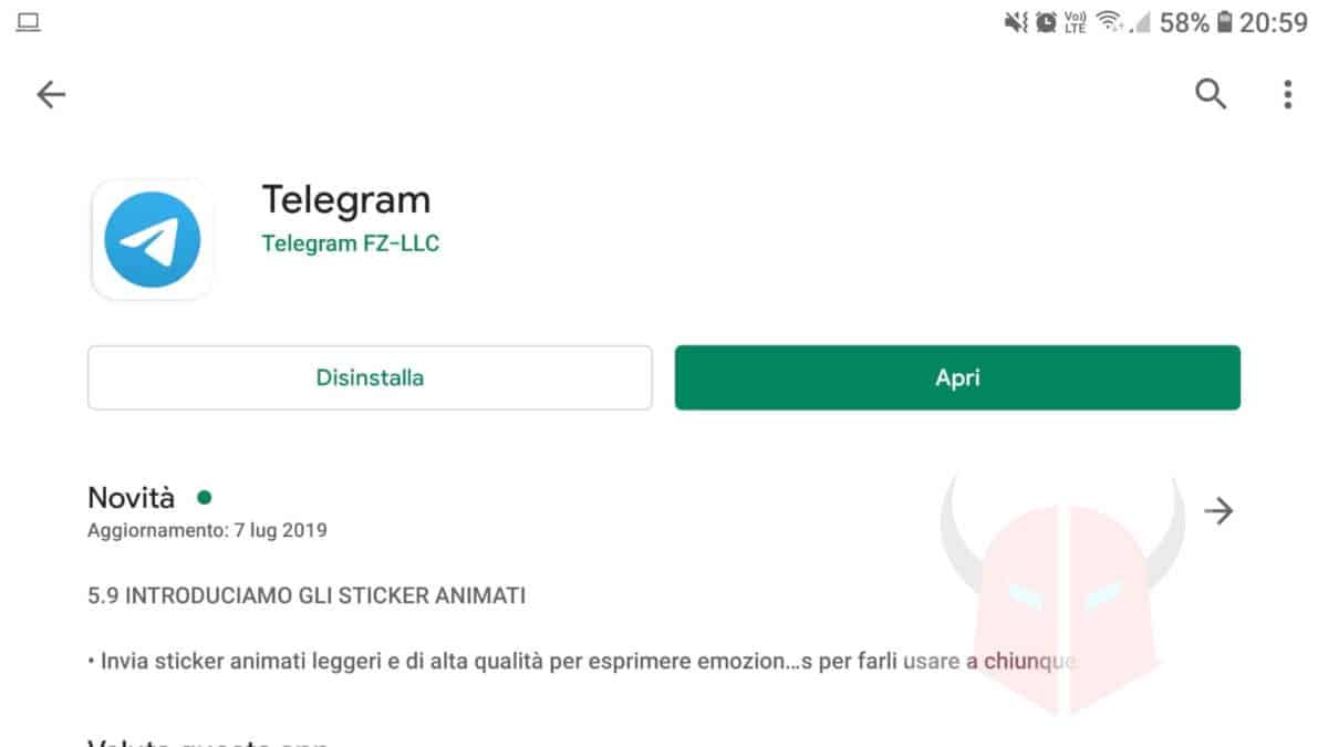 come fare gli sticker su Telegram aggiornamento app