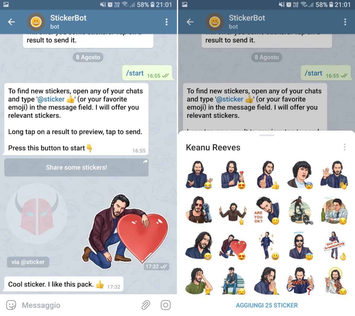 come fare gli sticker su Telegram bot StickerBot