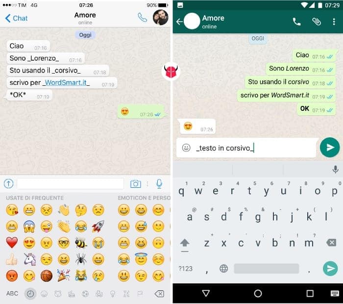 come scrivere in corsivo su WhatsApp con iPhone e Android