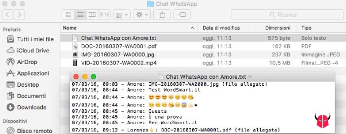 come esportare chat WhatsApp lettura file TXT