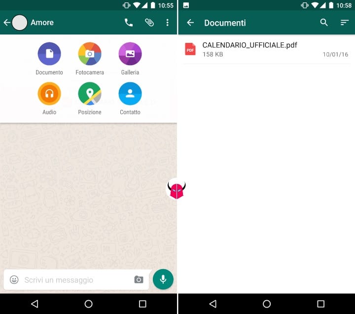 inviare PDF su WhatsApp documenti Android