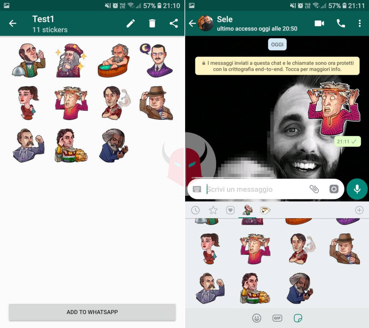 sticker Telegram su WhatsApp applicazione Personal stickers for WhatsApp