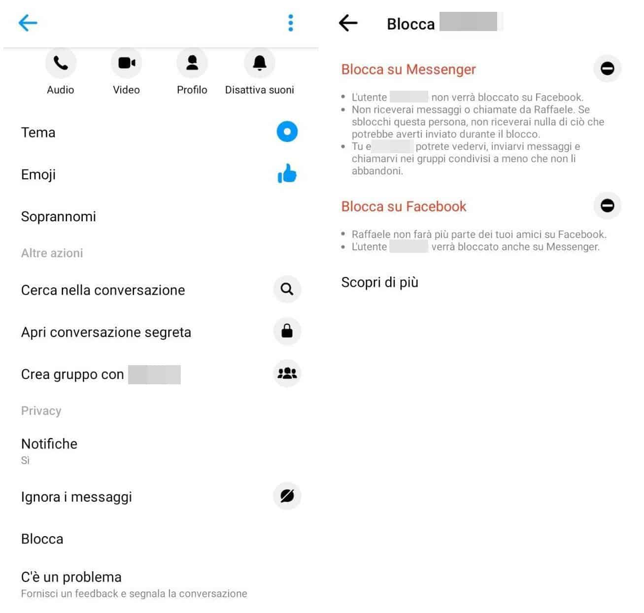 come nascondere ultimo accesso Messenger blocco