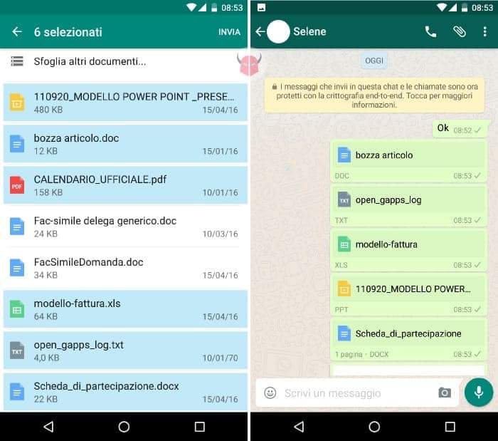 inviare documenti criptati WhatsApp chat con crittografia end-to-end