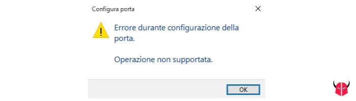 mettere stampante online errore configurazione porta USB
