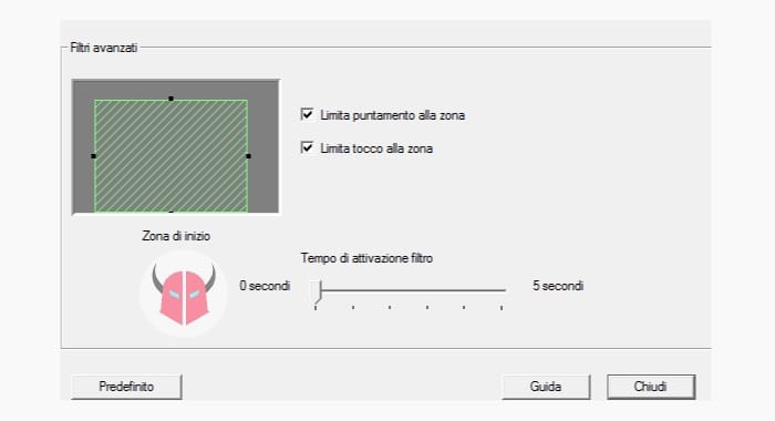 risolvere mouse bloccato Windows 10 filtri avanzati puntatore