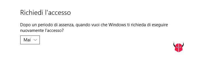 attivare login automatico Windows 10 opzione richiedi accesso