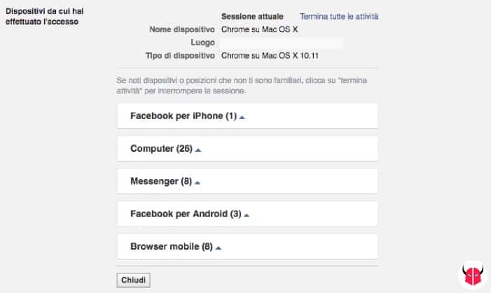 come controllare accessi Facebook da PC