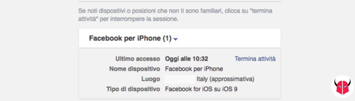 come controllare accessi Facebook sessioni PC