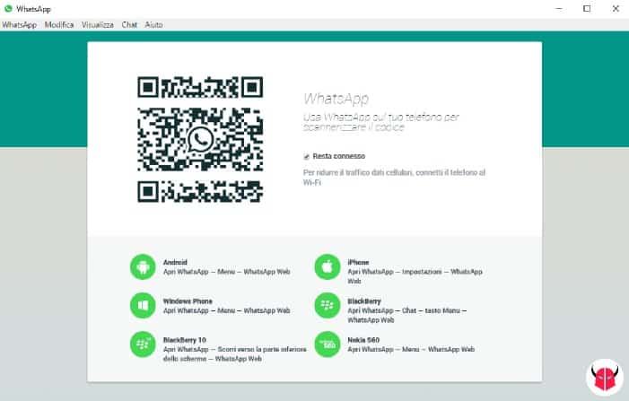 installare WhatsApp su Windows accesso codice QR