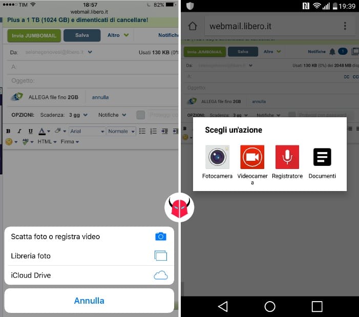 inviare file pesanti con Libero su iPhone e Android