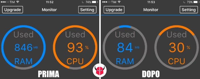 liberare RAM su iPhone utilizzo memoria