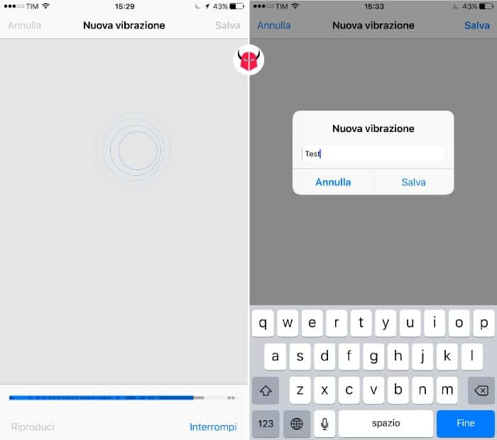 modificare vibrazione iPhone registrazione personalizzata