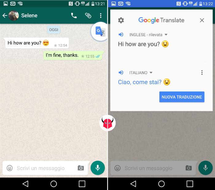 tradurre messaggi WhatsApp con Android e Google Traduttore