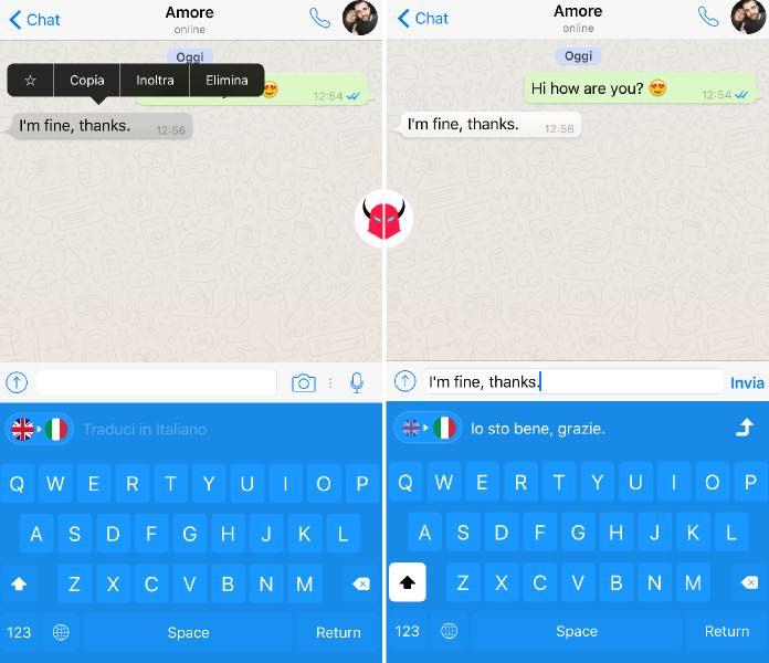 tradurre messaggi WhatsApp con iPhone e iTranslate