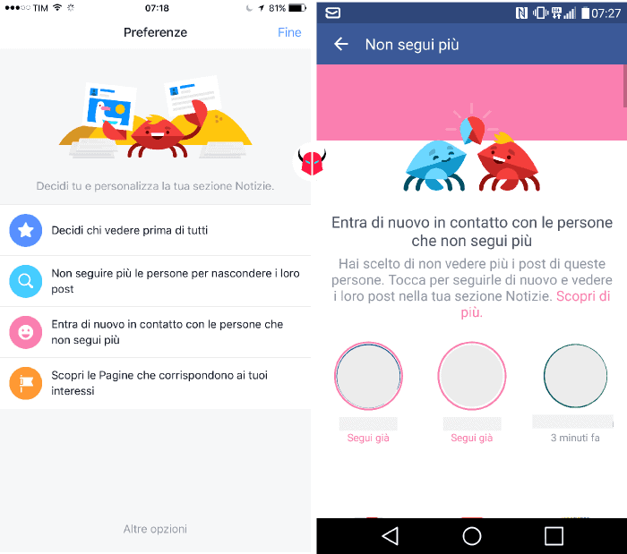 vedere notizie nascoste su Facebook persone che non segui più iPhone e Android