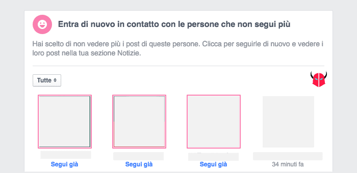 vedere notizie nascoste su Facebook persone che non segui più