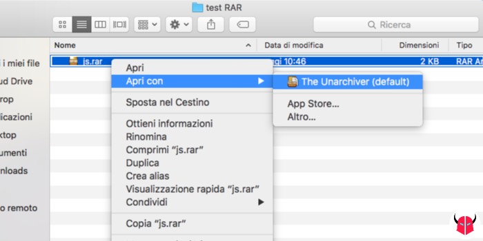 aprire file RAR Mac decompressione The Unarchiver