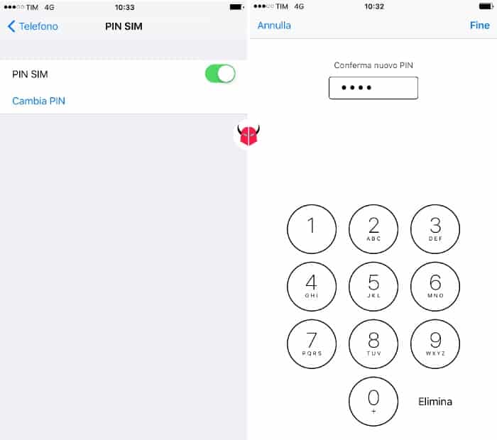 cambiare PIN SIM iPhone impostazioni