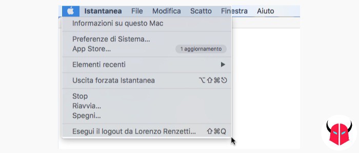 come fare screenshot Mac di un menu istantanea