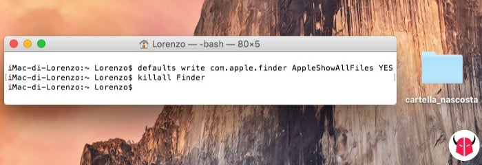 creare cartelle nascoste su Mac comando AppleShowAllFiles