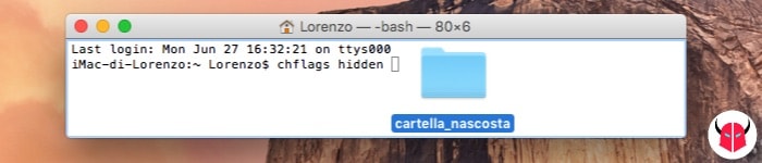 creare cartelle nascoste su Mac comando chflags hidden