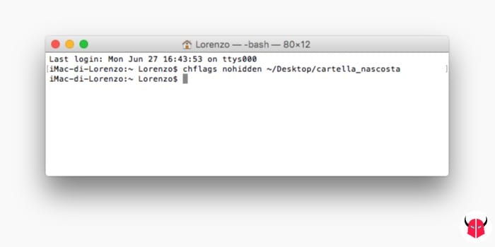 creare cartelle nascoste su Mac comando chflags nohidden