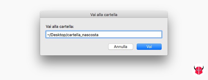 creare cartelle nascoste su Mac opzione Finder Vai alla cartella