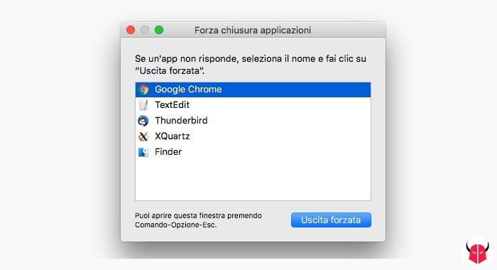 fare uscita forzata su Mac forza chiusura applicazioni