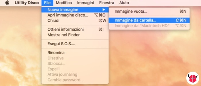 mettere password a cartella Mac nuova immagine disco