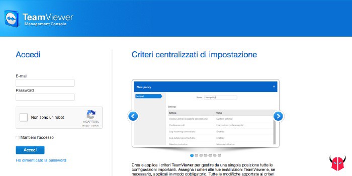 proteggere accesso TeamViewer login