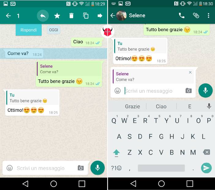quotare messaggi WhatsApp con Android