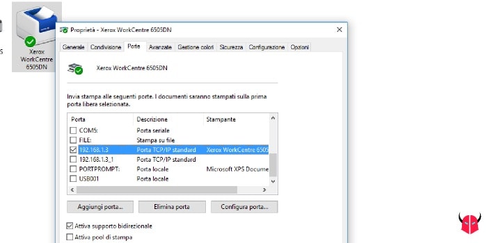 trovare IP stampante su Windows opzioni driver