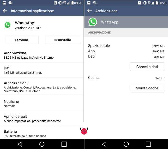 velocizzare WhatsApp cache Android