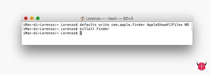 visualizzare file nascosti Mac con il Terminale comando AppleShowAll Files NO