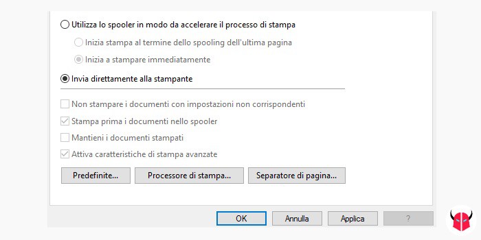 attivare stampante sospesa su Windows bypass spooler