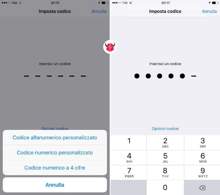 come mettere codice iPhone inserimento password