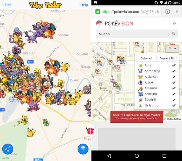 come trovare Pokemon nei dintorni Poké Radar e PokéVision