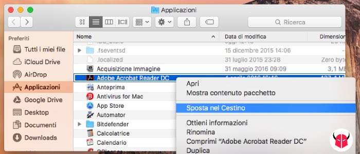 disinstallare programmi da Mac con il Cestino