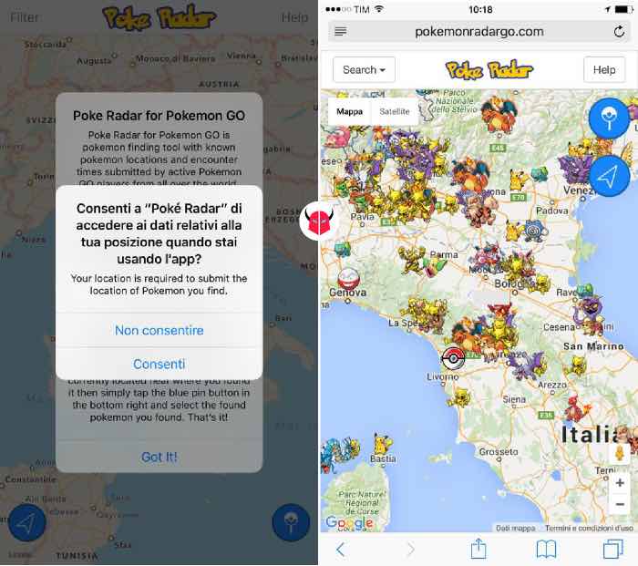 dove trovare Pokemon rari in Pokemon Go Poké Radar mappa mobile