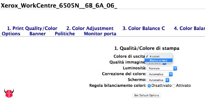 stampare bianco nero su Mac configurazione CUPS